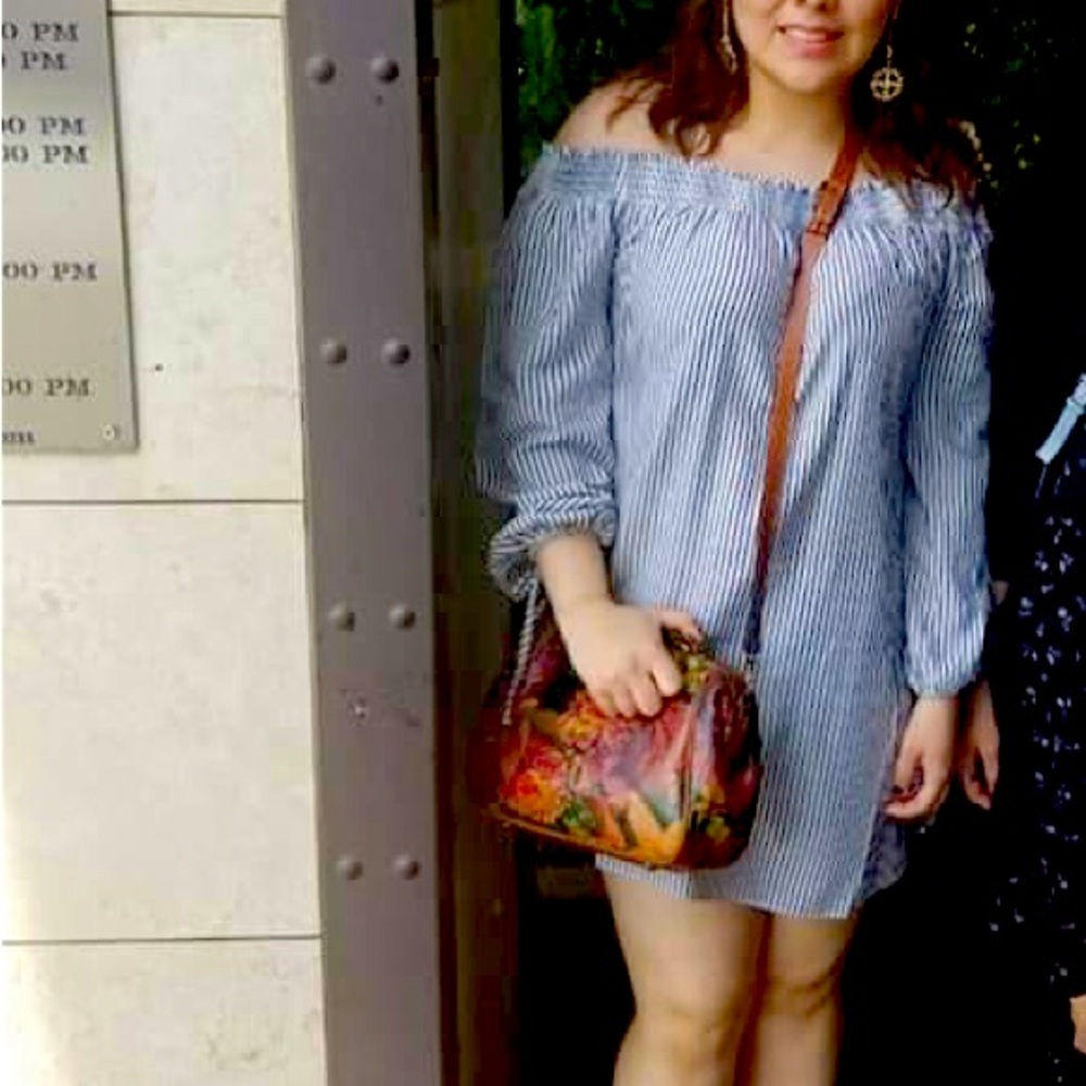 Striped off shoulder dress